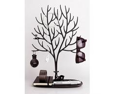 Elandy Exhibidor Soporte joyería de plástico - Sika Deer Tree Jewellery Holder Organizador joyería para Anillos Collar Regalos cumpleaños Soporte avidad Rack (Negro, L)