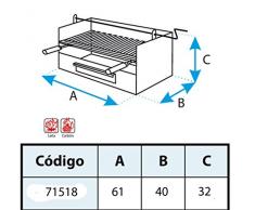 IMEX EL ZORRO Cajón para Barbacoa con Elevador y Parrilla de INOX, 61 x 40 x 33 cm, Gris FORJA, 71518