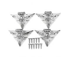 MJJEsports 4Pcs Joyería Blanca Antigua Cofre Madera Caja Decorativa Pies Pierna Metal Protector De Esquina