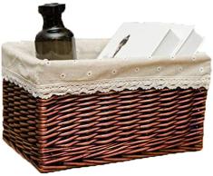 SED Cestas de Lavandería Domésticas Cajón Libro de Mimbre Ropa Cesta de Almacenamiento Armario de Ratán Caja de Almacenamiento Marco de Tejido Hogar Paño de Flores Profundas Hotel Limpio Recoger Alma