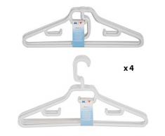 MSV MS207 - Lote de 4 perchas de plástico plegable, color blanco