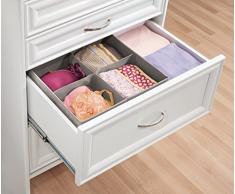 InterDesign Aldo Organizador de cajones, caja de almacenaje grande de polipropileno con 4 compartimentos, cajas clasificadoras, beige