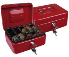 CAJA CAUDALES Q-CONNECT 8" 200X160X90 MM ROJA CON PORTAMONEDAS