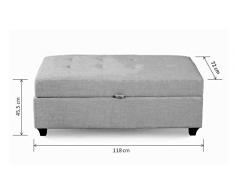 My-Furniture – Leon – Puf otomano Grande tapizado con arcón, de Color Crema, Plegable, con Espacio de Almacenamiento, Tipo baúl