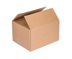 KARTOX | Cajas de Cartón | Canal Simple Reforzado | Caja almacenaje | Dimensiones: 35 x 22 x 20 | Caja con solapa | Pack 25 unidades