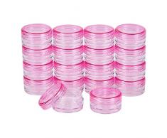 PandaHall Elite 120 Unidades 3 g Redondo vacío Transparente contenedor Tarro con Tapa de Rosca Rosa para Maquillaje cosméticos Muestra Bead Small Jewelry Nails Art Cream