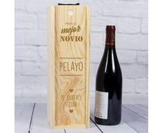 Regalo Personalizado: Regalos Personalizable, Regalo Personalizado, Caja de Madera para Dos Botellas Especial para el Mejor Novio