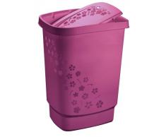 Rotho Flowers 55L Rectangular Rosa - Cesto para ropa (55 L, Rectangular, Rosa, Rosa, 347 mm, 447 mm)