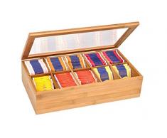 GRÄWE - Caja para bolsas de té (bambú, 10 compartimentos, con tapa)