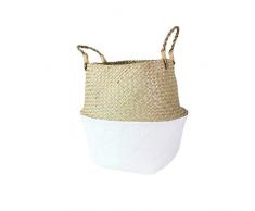 Haobing Cesta de Mimbre Plegable Colgante Cestos para Plantas Cesto Rattan Maceta de Flores (22 * 20 * 17cm, Caqui#Medio 2)