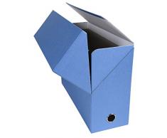Exacompta 89422E - Caja archivadora forrada con papel entelado, lomo de 12 cm, color azul claro