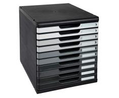 Exacompta 302794D Módulo A4 – 10 cajones Shades of Grey negro/tonos de gris brillante.