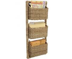 Kouboo Tres Bolsillo Pared revistero en Trenzado Mar Hierba, Natural