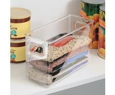 InterDesign Cabinet/Kitchen Binz Caja organizadora, organizador de cocina mediano en plástico, cajón para frigorífico alargado, transparente