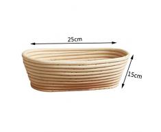 Kentop Banneton Pruebas Cesta Canasta de Fermentación de Pan Cuenco de Ratán para Masa de Pan (Oval 25 * 15 * 8cm)