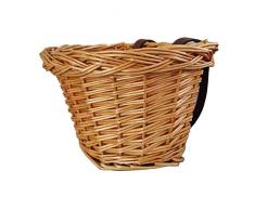Haodene Canasta De Bicicleta - Canasta De Mimbre Retro para Bicicleta con Correas De Manillar Marrón, 23x16x15.5cm