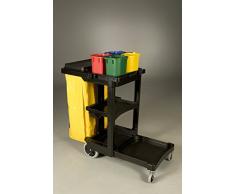 Rubbermaid Commercial Products 1805985 Carro de Limpieza con Bolsa de Vinilo, 2 Ruedas Fijas, 2 Ruedas Giratorias, Negro, 97.5 cm x 116.8 cm x 55.2 cm