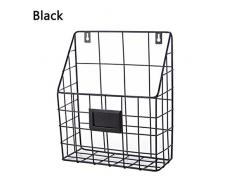 ShouYu Revistero Estante montado en la pared del hierro labrado estante simple del compartimiento de periódico de la sala de estar del estante Cesta del almacenaje (negro, 25 * 10 * 30CM)