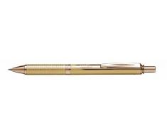 Pentel BL407X-BOX EnerGel Sterling - Bolígrafo de punta redonda con caja dorada, ancho de trazo de 0,35 mm, diámetro de bola de 0,7 mm, tinta negra, color dorado