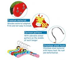 NUOLUX 10pcs Perchas para Bebé Niños animados de Madera Perchas (patrón aleatorio)