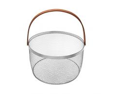 Versa 1561007 Cesta con Asa Metal Plateado 25 x 15 x 30 cm