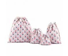 Abaría - 4 unidades bolsa de algodón grande - Bolsa inserto organizador para ropa juguete pañales - Bolsos inserto bebé - Grande 37 x 40 cm, mediano 25 x 30 cm, pequeña 19 x 23 cm, mini 14 X 16 cm