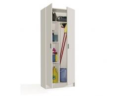 Habitdesign 007142O - Armario Multiusos escobero de 2 Puertas, Color Blanco Mate, Medidas: 73 cm (Largo) x180 cm (Alto) x 37 cm (Fondo)
