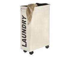 Wenko 3450113100 Corno - Cubo de lavandería de poliéster (43 L, 40 x 60 x 18,5 cm, tamaño reducido), color beige