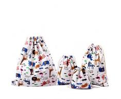 Abaría - 4 unidades bolsa de tela grande tela - bolsa inserto organizador - bolsa inserto bebé - bolsa de tela para ropa - grande 37 x 40 cm, mediano 25x 30 cm, pequeña 19 x 23 cm, mini 14 X 16 cm