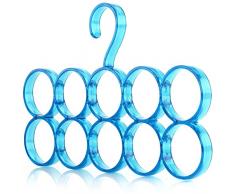 Hangerworld 1 Percha de Pl/ástico para Pa/ñuelos Bufandas Accesorios 10 Amplios Espacios Azul Armario