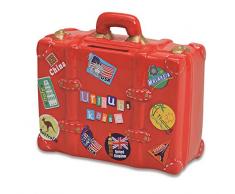 Wurm KG Hucha Vacaciones – Caja de Color Rojo en Forma de maletín | Hucha roja, Caja de Viaje con Llave y candado | Hucha con Cerradura