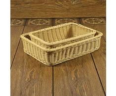 XBR Cesta de mimbre rattan ratan Cesto rectangular estilo pastoral _ picnic basket cestas de frutas y verduras que contengan desechos,Beige,La Tuba de 36 x 25 x 9