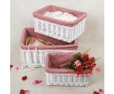 TIANLIANG04 Cesta de almacenaje de mimbre Cuadro De Rattan Rattan Cesta Cesta De Almacenamiento Para Almacenar Blanco Azul Jardín Rattan Rattan Almacenamiento,Gran Canasto Blanco Caja Roja
