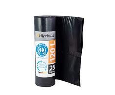 Hinrichs Bolsas de Basura 120 l - Gran Resistencia al desgarro - Rollo de 25 - Tipo 100 Extra - Sacos de Basura XXL Bolsas de Basura - 70 µ - 700 x 1.100 mm - LDPE - Negro