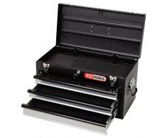 KS Tools 801.0003 - Caja de herramientas con 3 cajones deslizantes y cajón superior con tapa abatible, color negro