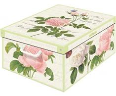Collection Rose Caja en Carton, Blanco/Verde/Rosa, 39 x 50 x 24 cm
