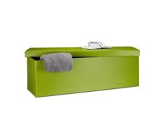 Relaxdays Banco plegable, Baúl de almacenaje, Cuero sintético, 38 x 114 x 38 cm, Verde