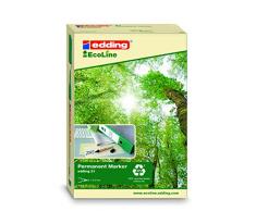 Edding 21-03 - Caja de 10 marcadores permanentes con punta redonda, tinta permanente, resistente al agua, fabricados con material recilado, color azul