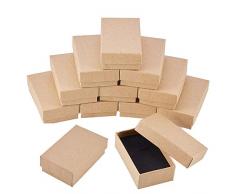 BENECREAT 24 Pack Cajas de Cartón Kraft para Collar 8x5x3cm Pequeña Caja de Regalo Rectácula de Pulsera y Pendientes Cumpleaños Boda Festival