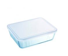 Pyrex Classic - Recipiente rectangular de vidrio con tapa, 25 x 19 x 8 cm, 2.6 Litros