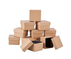 BENECREAT 24 Pack Cajas de Cartón Kraft para Anillo 5x5x3cm Pequeña Caja de Regalo para Cumpleaños Boda Festival