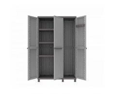 Terry 1002720 C-Wood 102A - Armario triplo con 3 puertas, 3 baldas regulables y 1 gancho, plástico, gris, 102 x 39 x 170 cm
