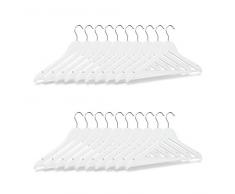 Relaxdays Pack de Perchas, Madera, Blanco, 3x44x23 cm