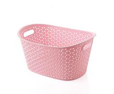 TIANLIANG04 Cajas de almacenaje Alójese Un Plástico Imitación Rattan Para Admitir El Escritorio En La Cesta Cesta Juguetes Cesta De Aperitivos Cocina, Incorporada En El Canasto, Rosa