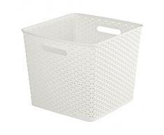 Curver - Cesta Organizadora Multiusos MyStyle 25L. con Asas - Color Blanco Vintage