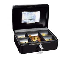 Wedo 321H - Caja metálica para dinero (2 llaves, soporte para monedas desprendible, acero soldado, tamaño 3), color negro