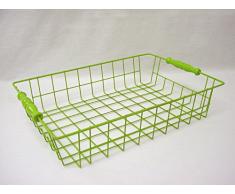 0 www.working-house.com (Menaje / Cromado) FRUTERO METAL CESTA CONTENEDOR RECTANGULAR VERDE