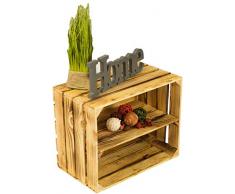 Manzana Caja de madera geflammtem con medio adicional Tabla como Botas de O estante