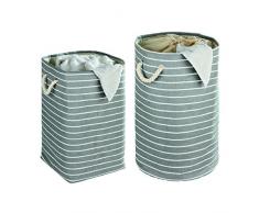 Wenko 35521100 Pongotodo Maritim redondo - cesta para la ropa, 75 L, Papel, 40 x 60 x 40 cm, Color Verde
