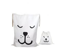 abaría - 2 Unidades Bolsa de Tela Grande - Bolsas para Ropa Sucia de bebé - Juguete Bolsa organizadora - Bolsa Inserto bebé - Grande 60 x 44 cm, pequeña 26 x 22 cm